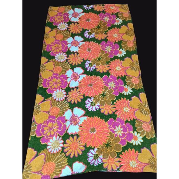Vintage Mid Century Bath Sheet Beach Towel Retro Kitsch NOS Flowers 1960s MCM Hu - Picture 6 of 8